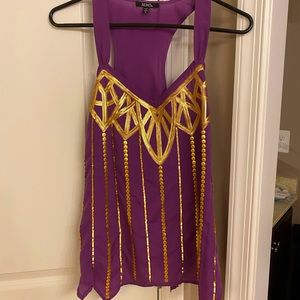 XOXO tank top with gold sequins